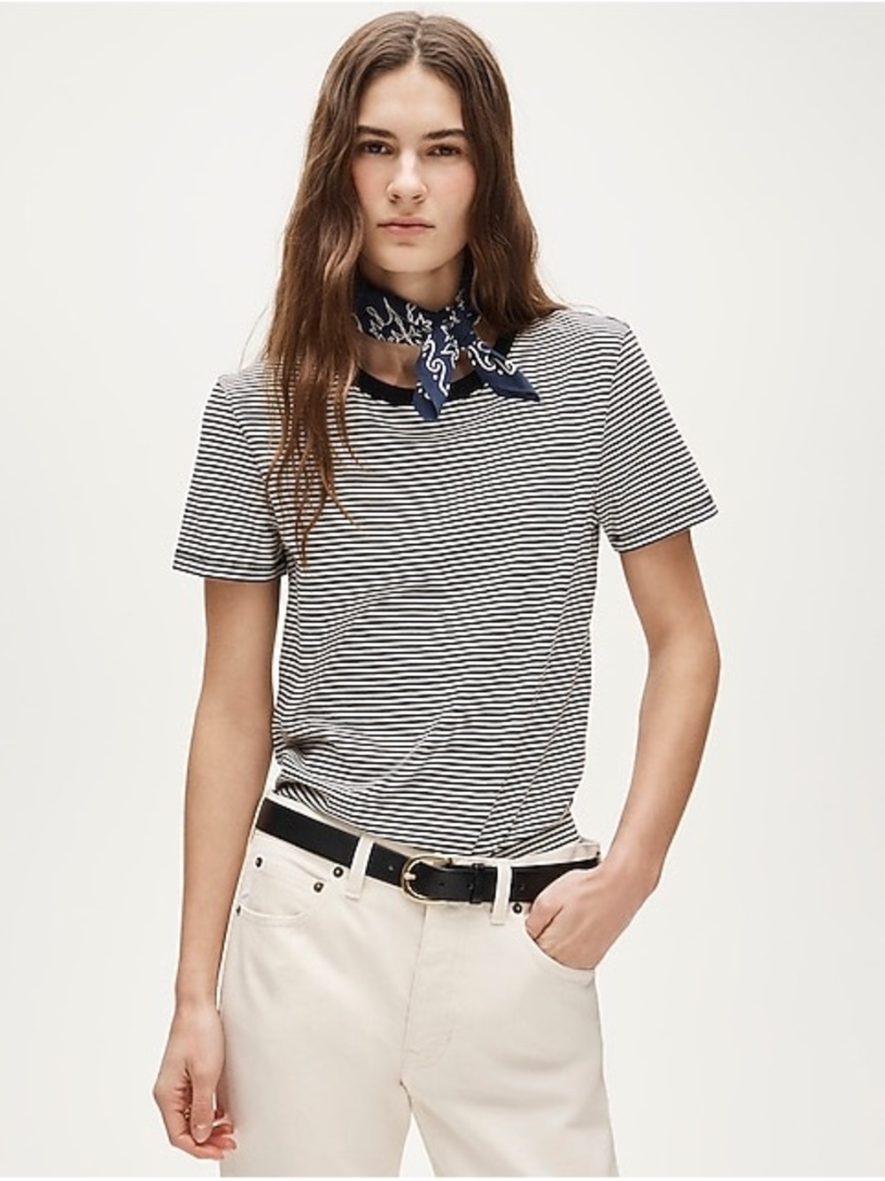 45. J Crew • Cotton Striped Black & White Crew Neck Tee